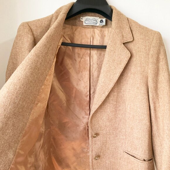 Vintage Tan Wool blend Blazer The Villager 16 Classic Style Spring Fall Jacket L - Picture 4 of 7